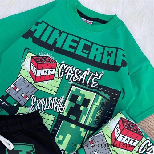 تیشرت شلوارک پسرانه طرح ماینکرافت کد3544