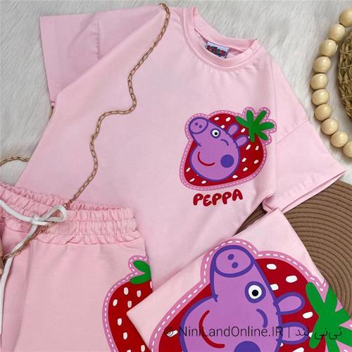 دو تیکه تیشرت شلوارک طرح پپا پیگ کد1111