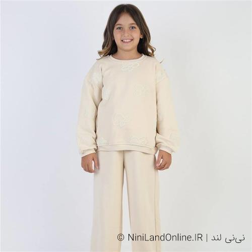 ست دو تیکه دورس سه نخ دخترانه فلاور ترک کد 123535