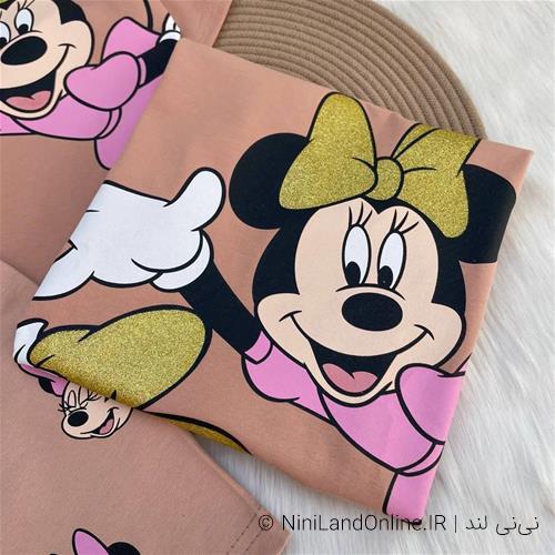 تیشرت شلوارک دخترانه طرح میکی موس اکلیلی کد 6062