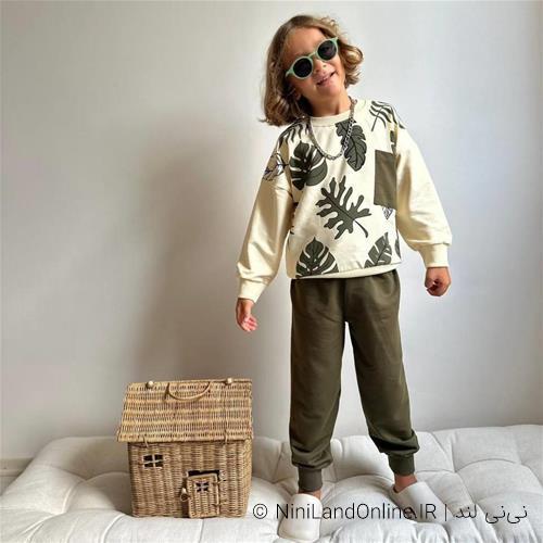 دو تیکه پسرانه طرح برگ دورس سه نخ ترک کد 66440