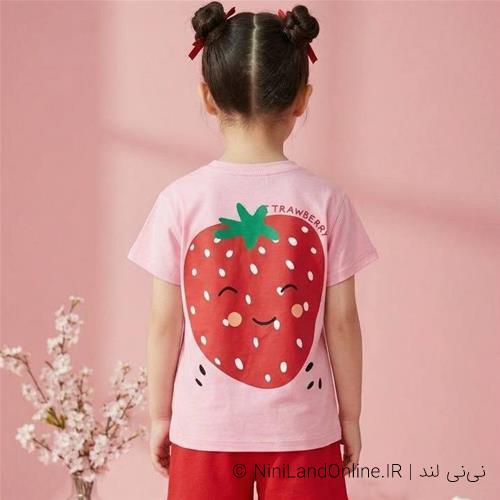 دو تیکه دخترانه طرح توت فرنگی ترک کد 08951