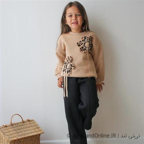 بلوز شلوار دخترانه طرح فلاور ترک کد 25567