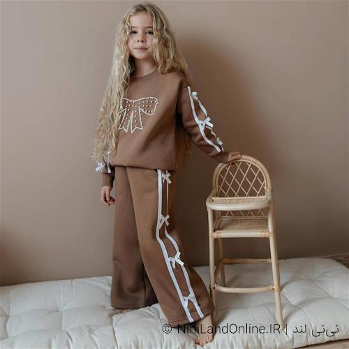 ست دو تیکه کرکدار پاپیون نگین دار ترک کد 18671