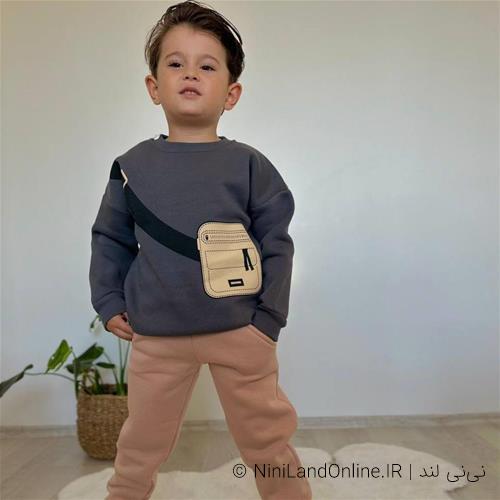 بلوز شلوار دورس تو کرکی پسرانه طرح کیف ترک کد 66220