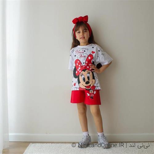تیشرت شلوارک دخترانه طرح مینی ترک کد 000332