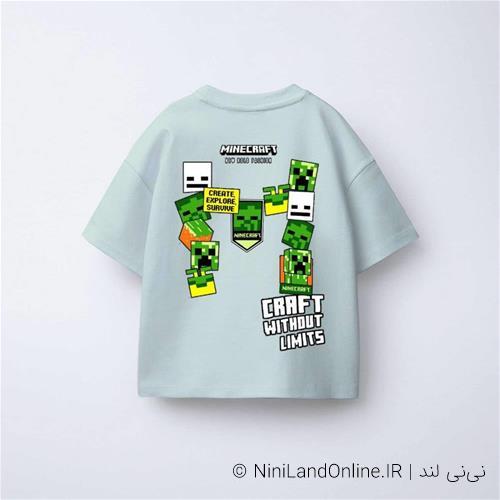 تیشرت پسرانه ماینکرافت پشت و رو طرحدار ترک کد 003326548