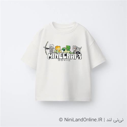 تیشرت پسرانه پشت و رو چاپدار طرح ماینکرافت ترک کد 99546