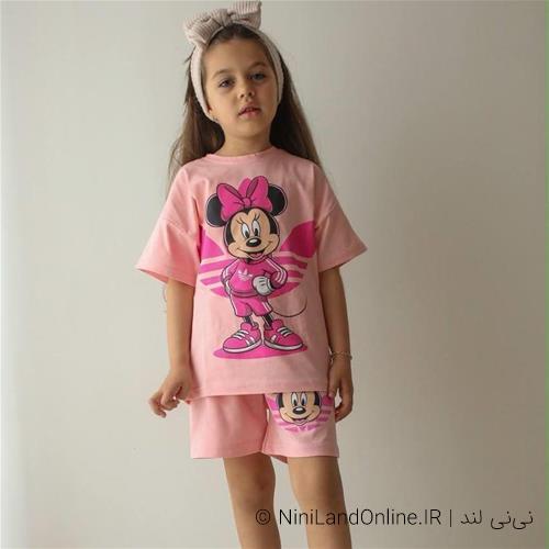تیشرت شلوارک صورتی میکی موس ترک کد 006600