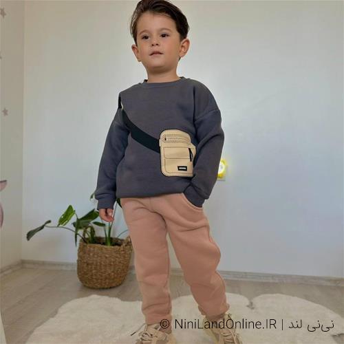 بلوز شلوار دورس تو کرکی پسرانه طرح کیف ترک کد 66220