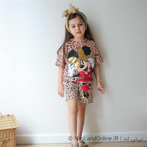 تیشرت شلوارک دخترانه میکیموس کد 6067