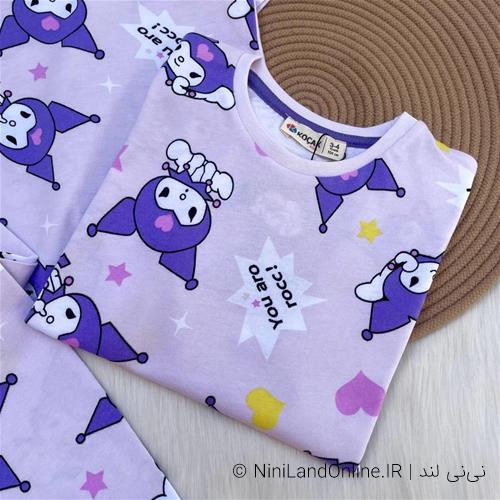 بلوز شلوار راحتی دخترانه طرح کرومی کد 3278