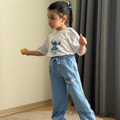 تیشرت شلوار دخترانه طرح استیچ ترک کد 22001130