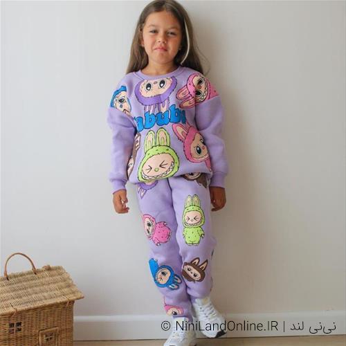 بلوز شلوار دخترانه طرح لبوبو اسلش ترک کد 75564