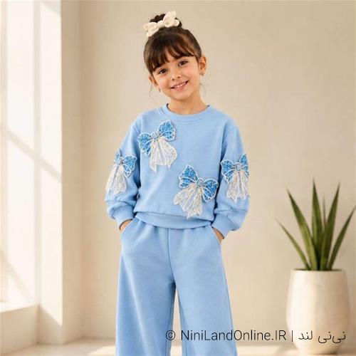 ست دو تیکه دخترانه طرح پاپیون کد 0003333000