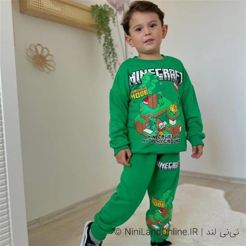 ست دو تیکه پسرانه طرح ماینکرافت سه نخ ترک کد22880