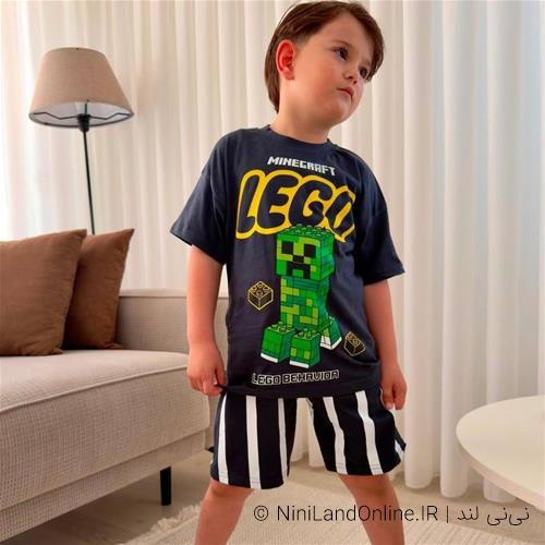 دو تیکه تیشرت شلوارک پسرانه ماینکرافت ترک کد 222236