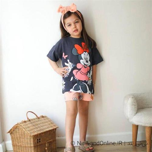 تیشرت شلوارک دخترانه طرح میکیموس کد 59777
