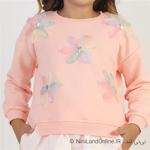 بلوز شلوار دخترانه طرح فلاور ترک کد 123434