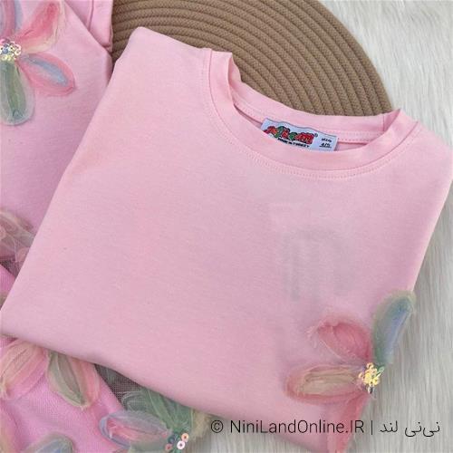 تیشرت دامن طرح گل تابستونه دخترانه ترک کد 6811