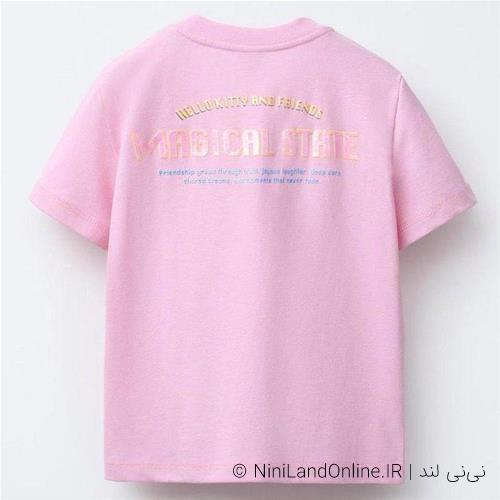 تیشرت دخترانه کرومی صورتی ملیح ترک کد 028743