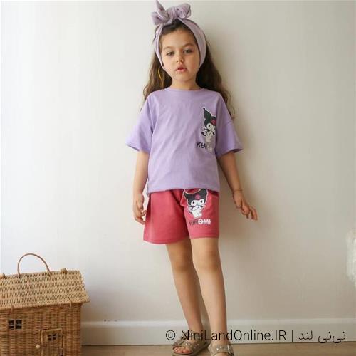 دو تیکه تیشرت شلوارک طرح کرومی کد 59776