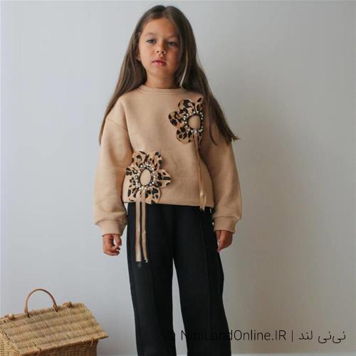 بلوز شلوار دخترانه طرح فلاور ترک کد 25567