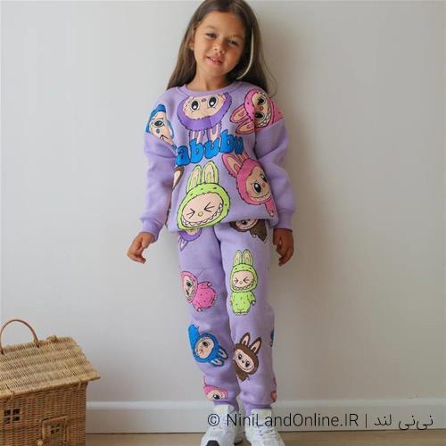 ست دوتیکه دورس شلوار کرکدار لبوبو بنفش ترک کد33220