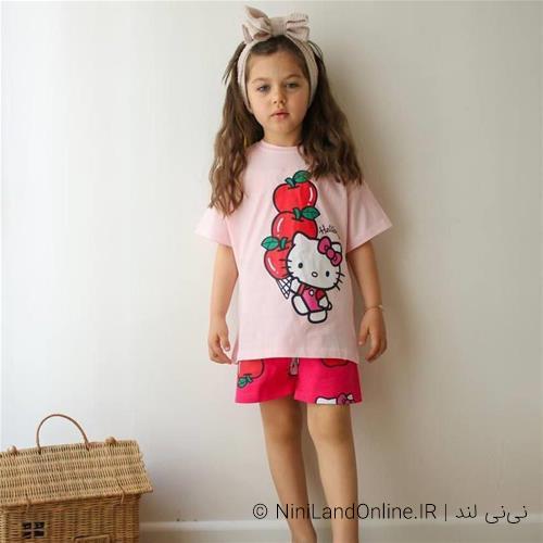 تیشرت شلوارک طرح هلو کیتی تابستانه کد 59775