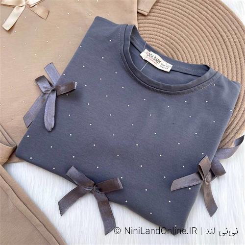 ست دو تیکه بلوز شلوار نگین دار پاپیونی کد 2600