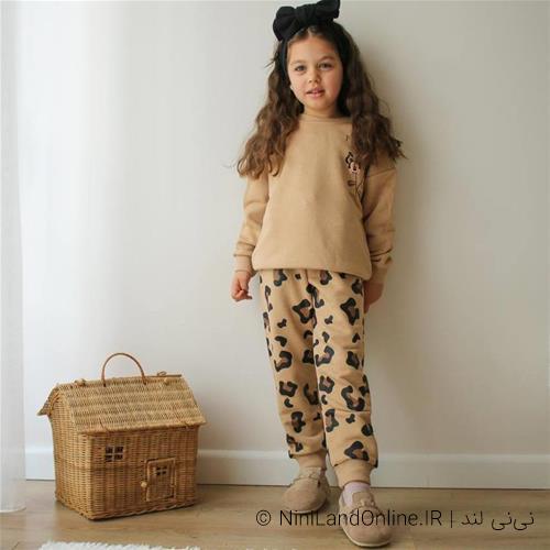 دو تیکه سه نخ بلوز شلوار طرح میکیموس پلنگی کد 18306