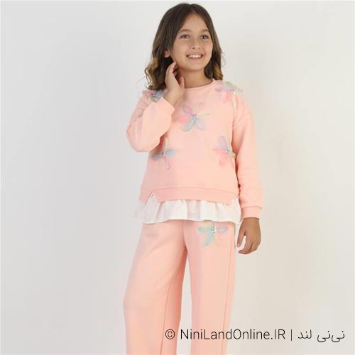 بلوز شلوار دخترانه طرح فلاور ترک کد 123434