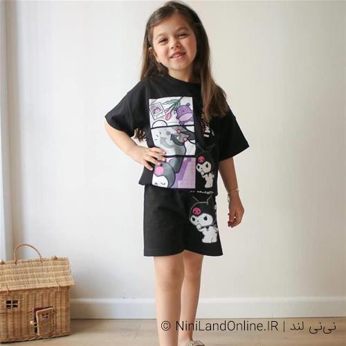 تیشرت شلوارک دخترانه طرح کرومی کد 59772