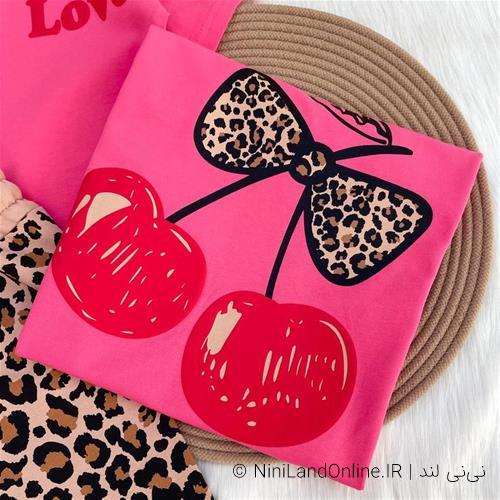 تیشرت شلوارک طرح گیلاس پلنگی کد 5875