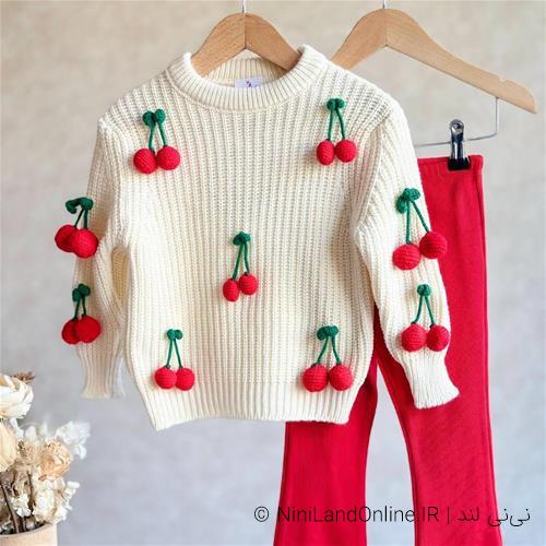 ست دو تیکه بافت البالو 3-11سال ترک کد 18777