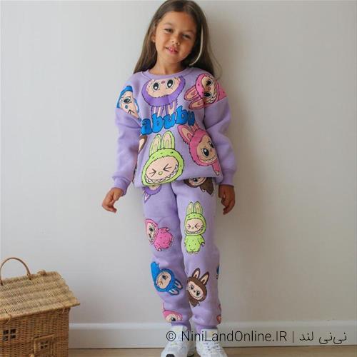 بلوز شلوار دخترانه طرح لبوبو اسلش ترک کد 75564