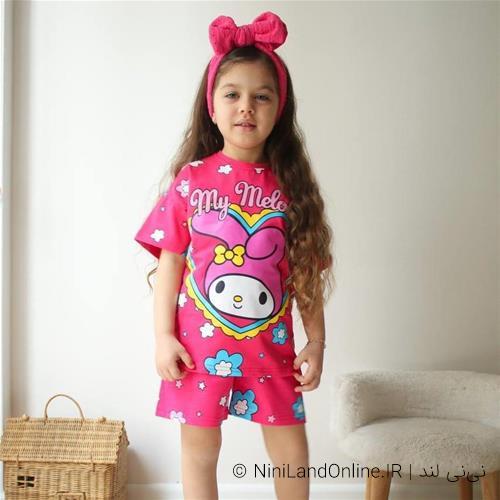 دو تیکه تیشرت شلوارک ملودی و کرومی ترک کد 5931