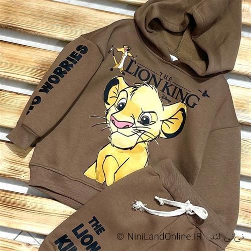 ست هودی شلوار پسرانه کرکدار طرح سیمبا زارا 2 تا 8 سال کد 2090