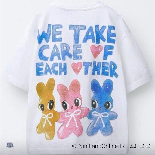 تیشرت دخترانه طرح خرگوش ترک کد 0287690