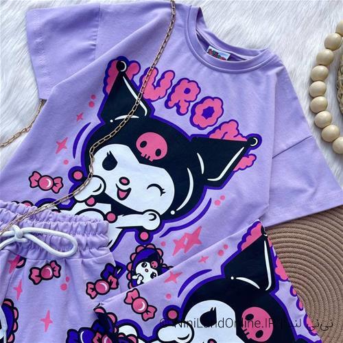 تیشرت شلوارک دخترانه طرح کرومی کد6013