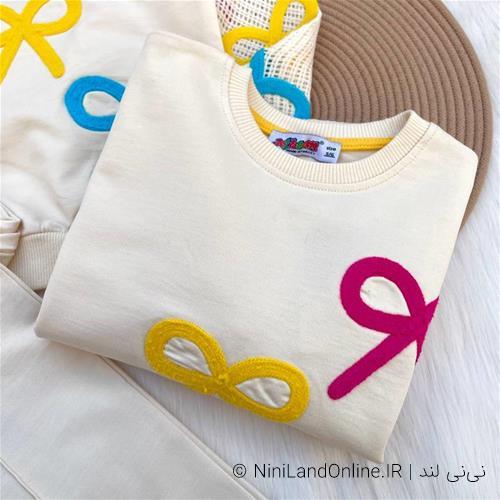 بلوز شلوار پاپیونی دخترانه شلوار دمپا ترک کد 495