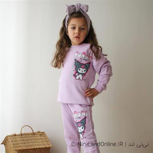 دو تیکه بلوز شلوار دورس سه تیکه طرح کرومی ترک کد 18303